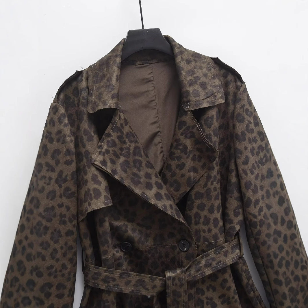 Olivia leopard print trench coat