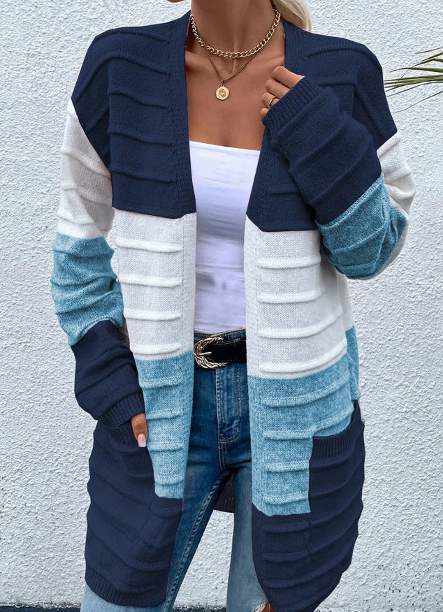 Olivia winter striped color long vest