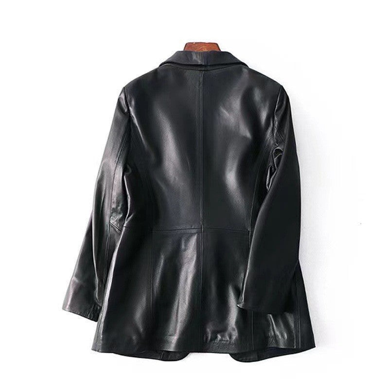 Olivia leather black blazer