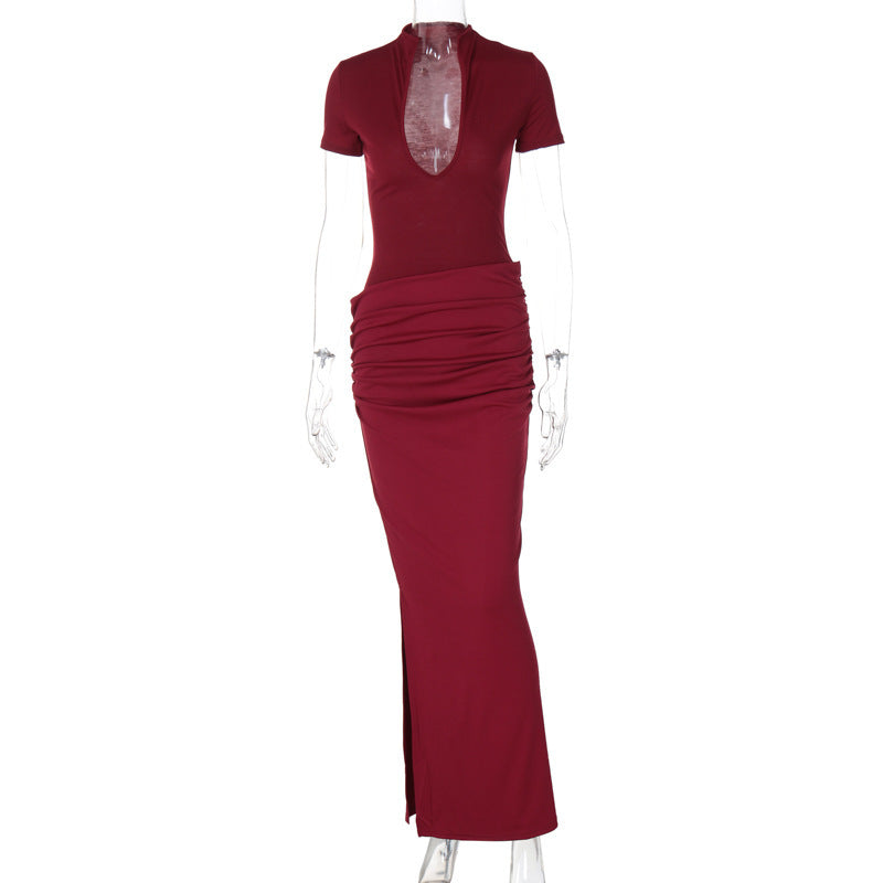 Olivia deep neck long dress