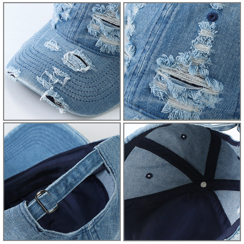 Olivia denim ripped baseball cap