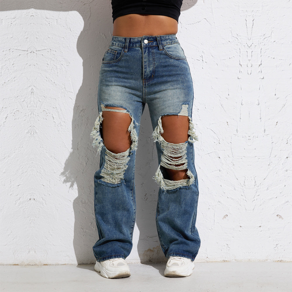 Olivia streetwear blue wash jeans