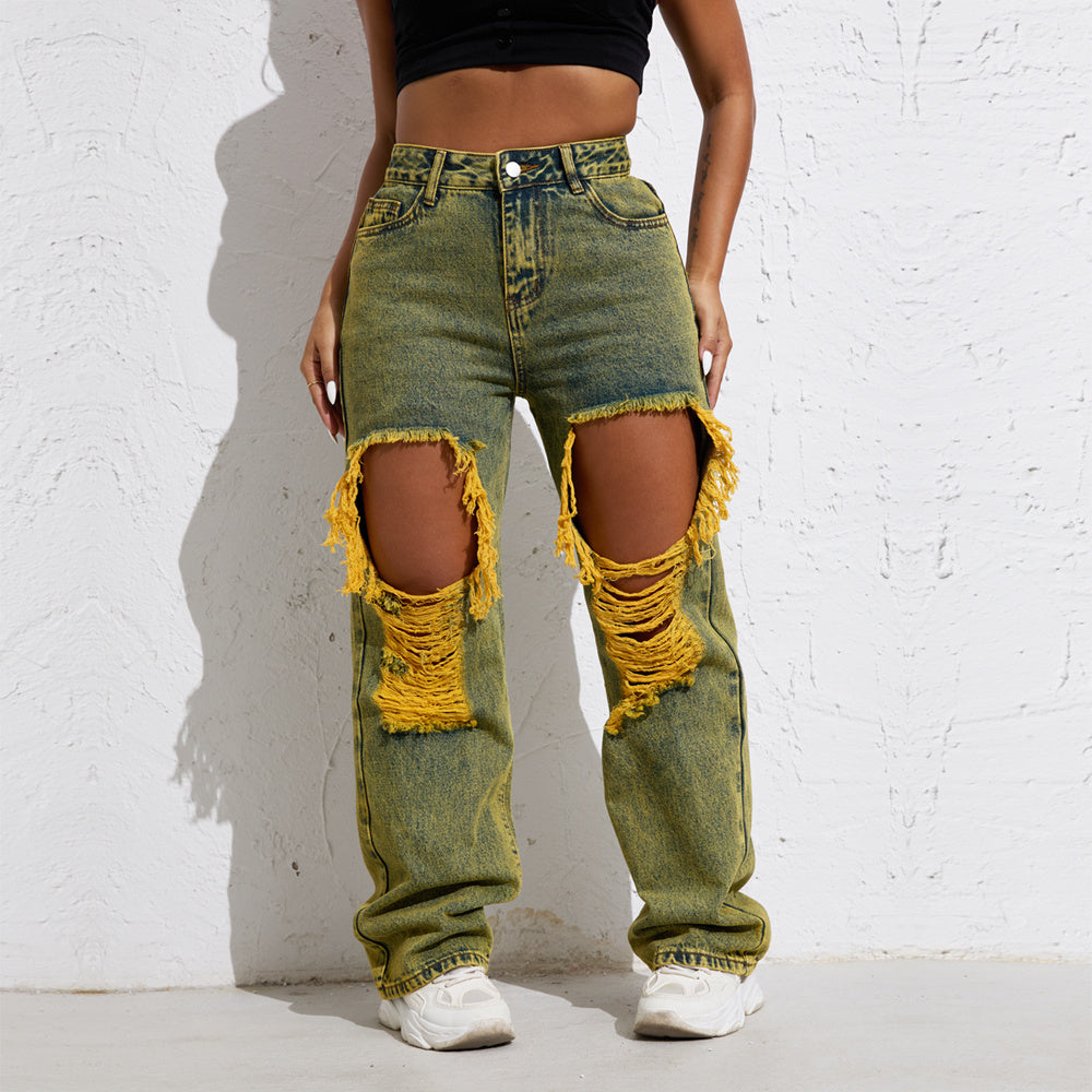 Olivia streetwear melody yellow wash jeans