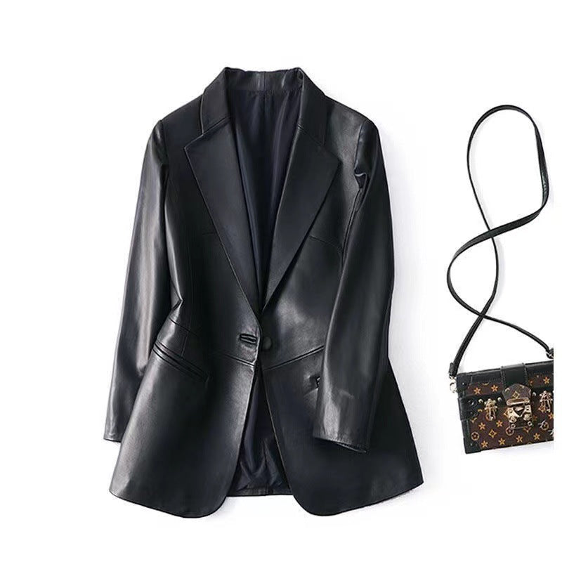 Olivia leather black blazer