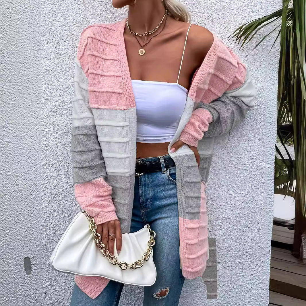 Olivia winter striped color long vest