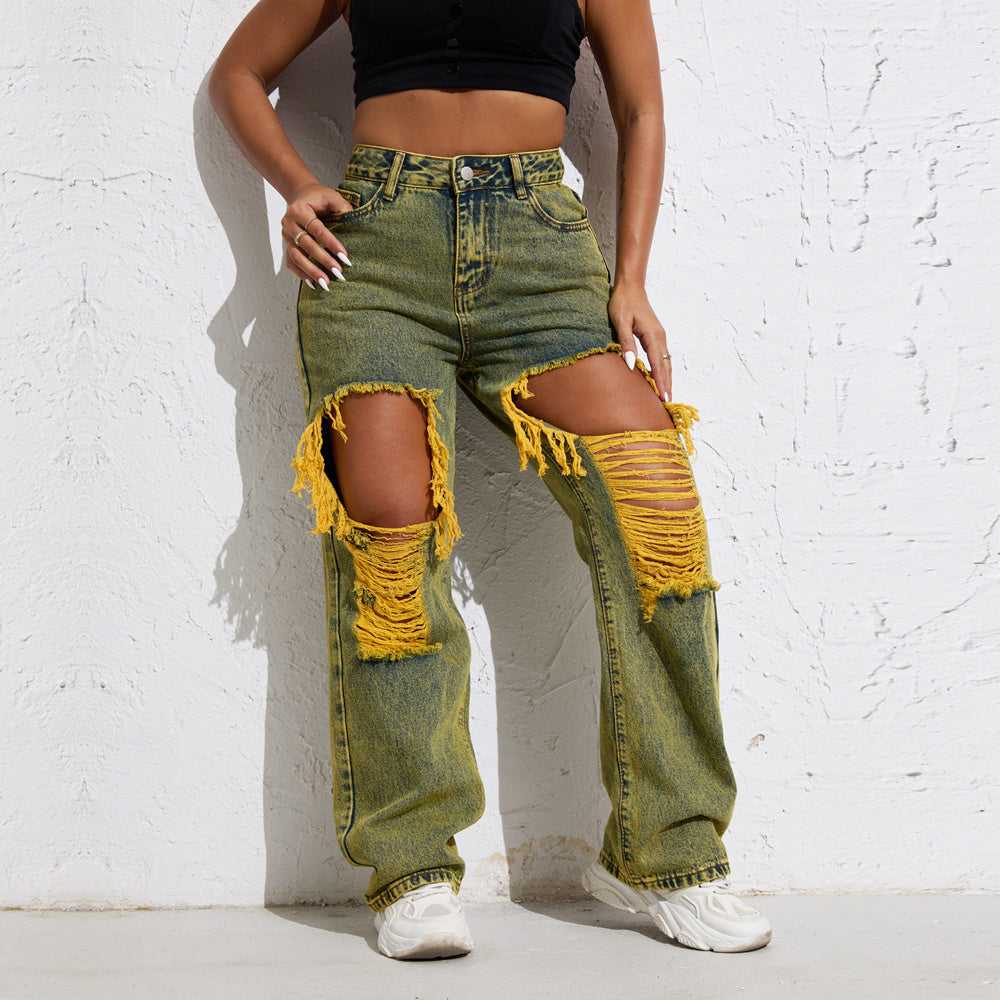 Olivia streetwear melody yellow wash jeans