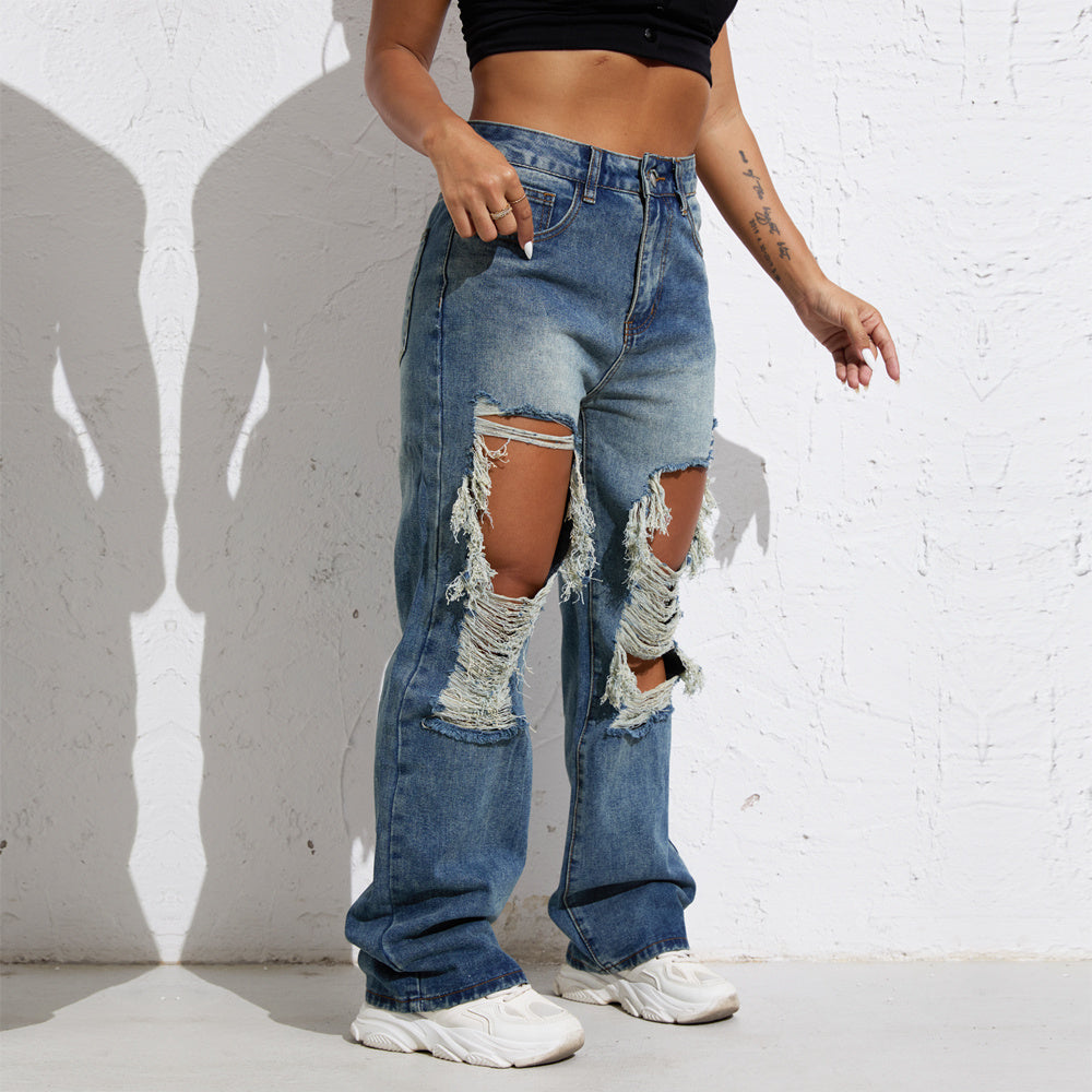 Olivia streetwear blue wash jeans