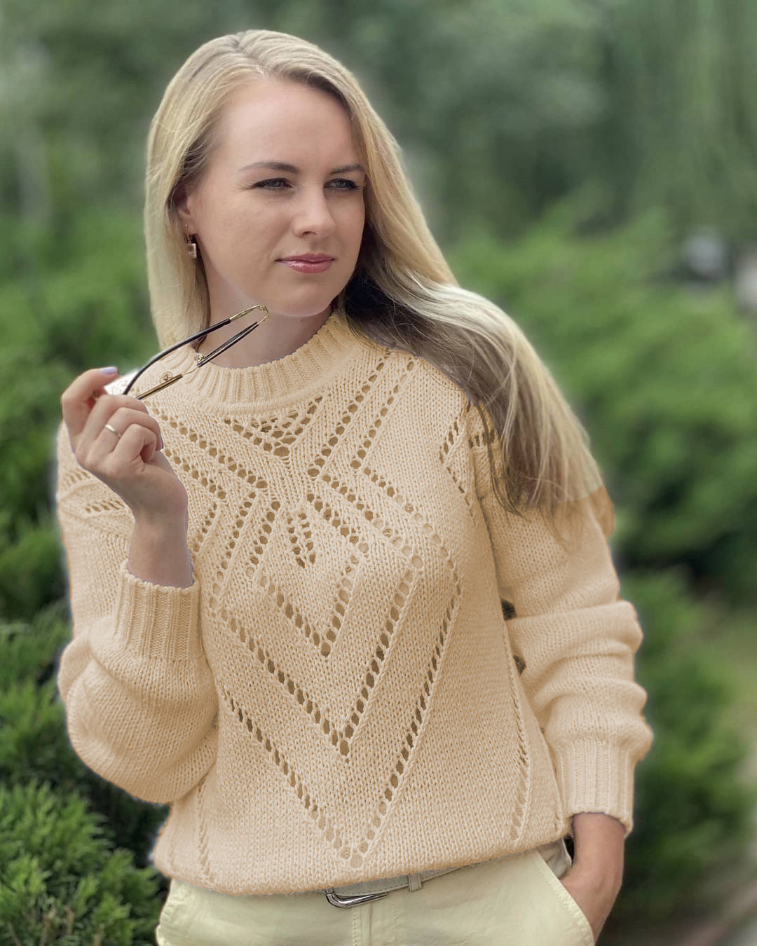 Olivia Gebreide Sweater Beige