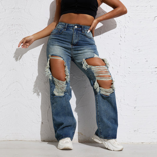 Olivia streetwear blue wash jeans