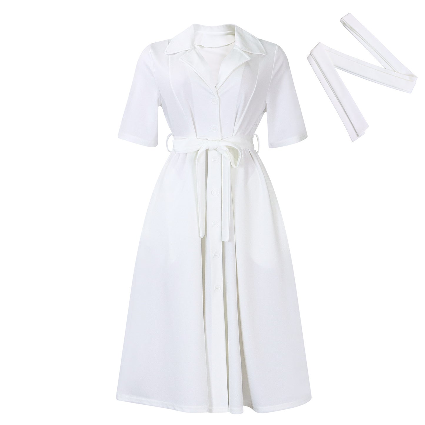 Olivia Beautyfull Short Sleeve Suit Solid Color Dress