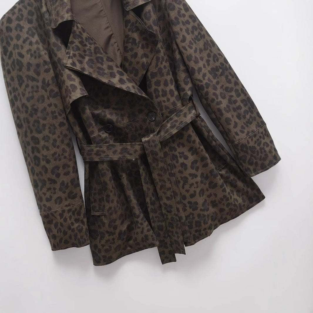 Olivia leopard print trench coat