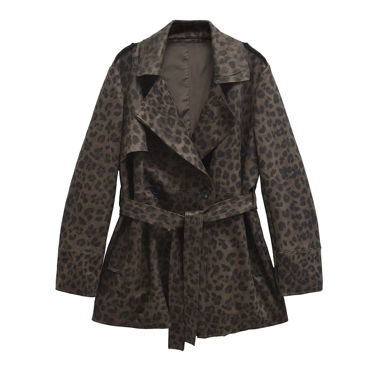 Olivia leopard print trench coat