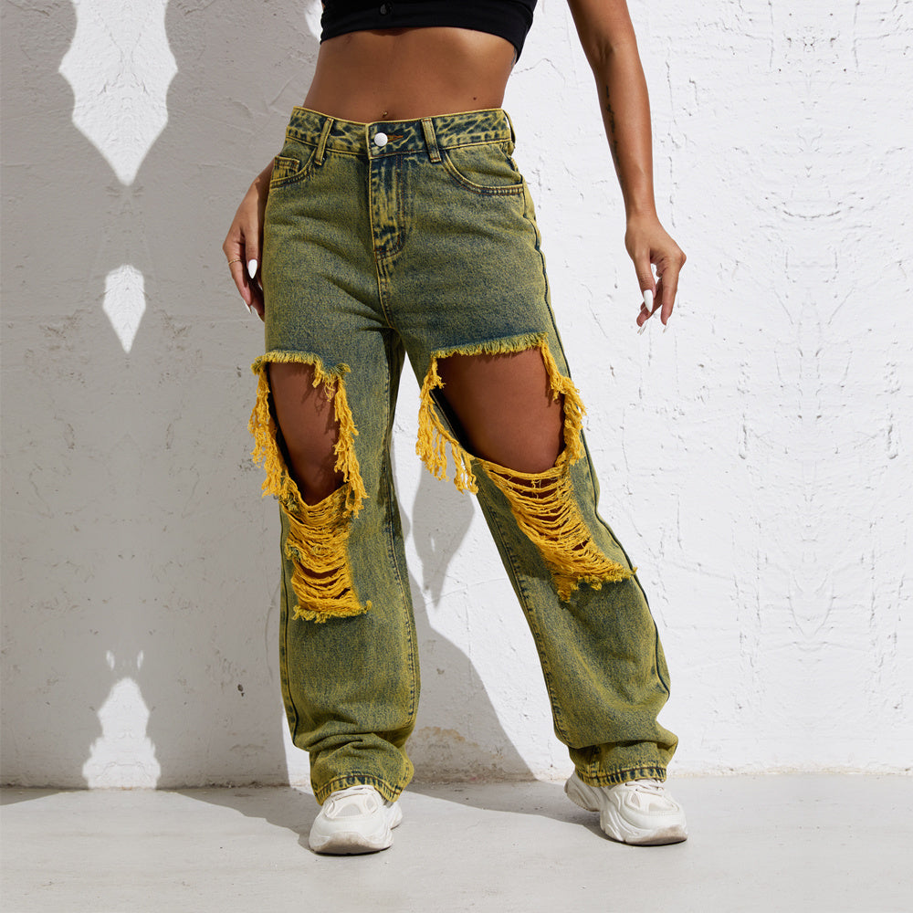 Olivia streetwear melody yellow wash jeans