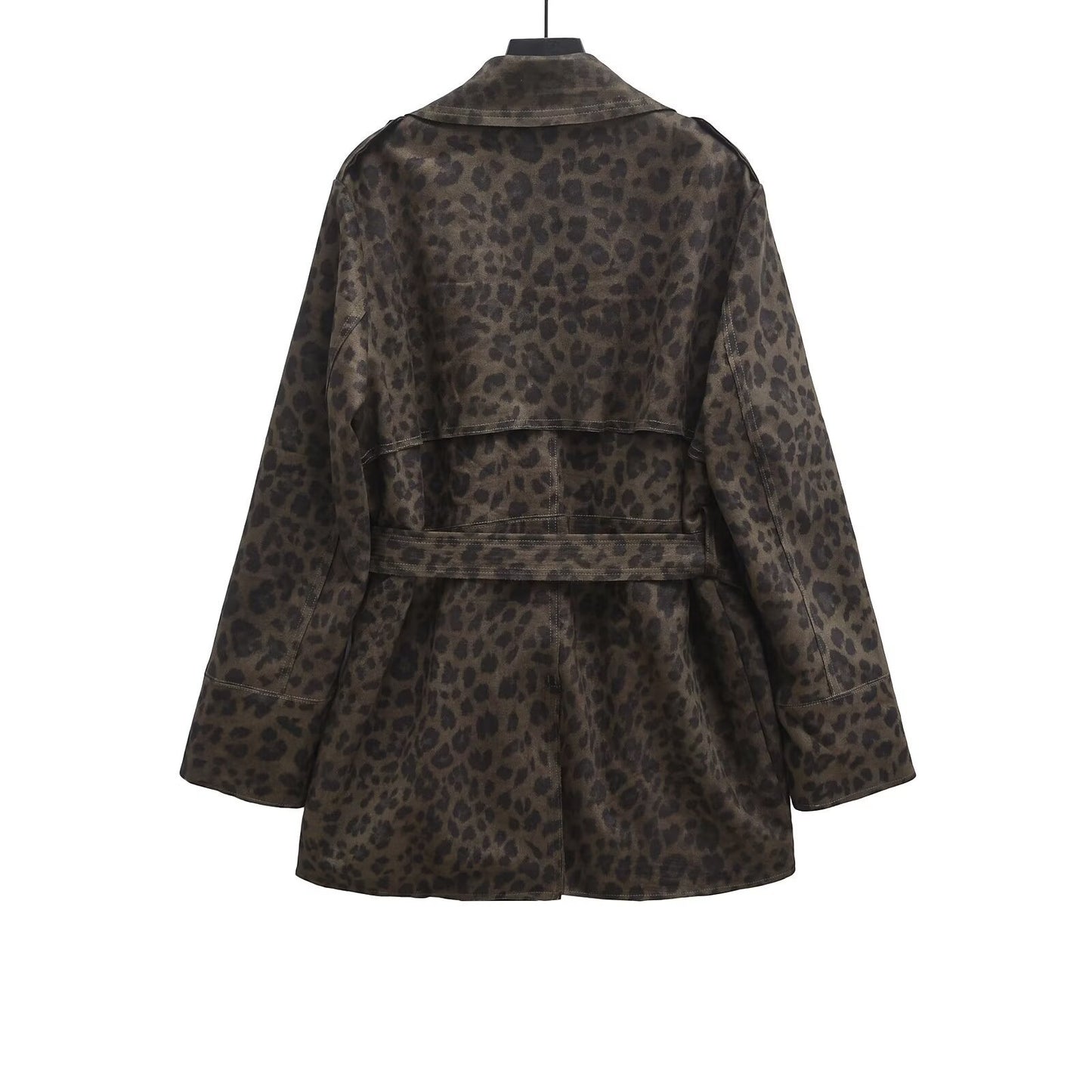 Olivia leopard print trench coat