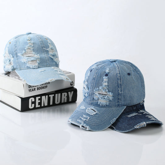 Olivia denim ripped baseball cap